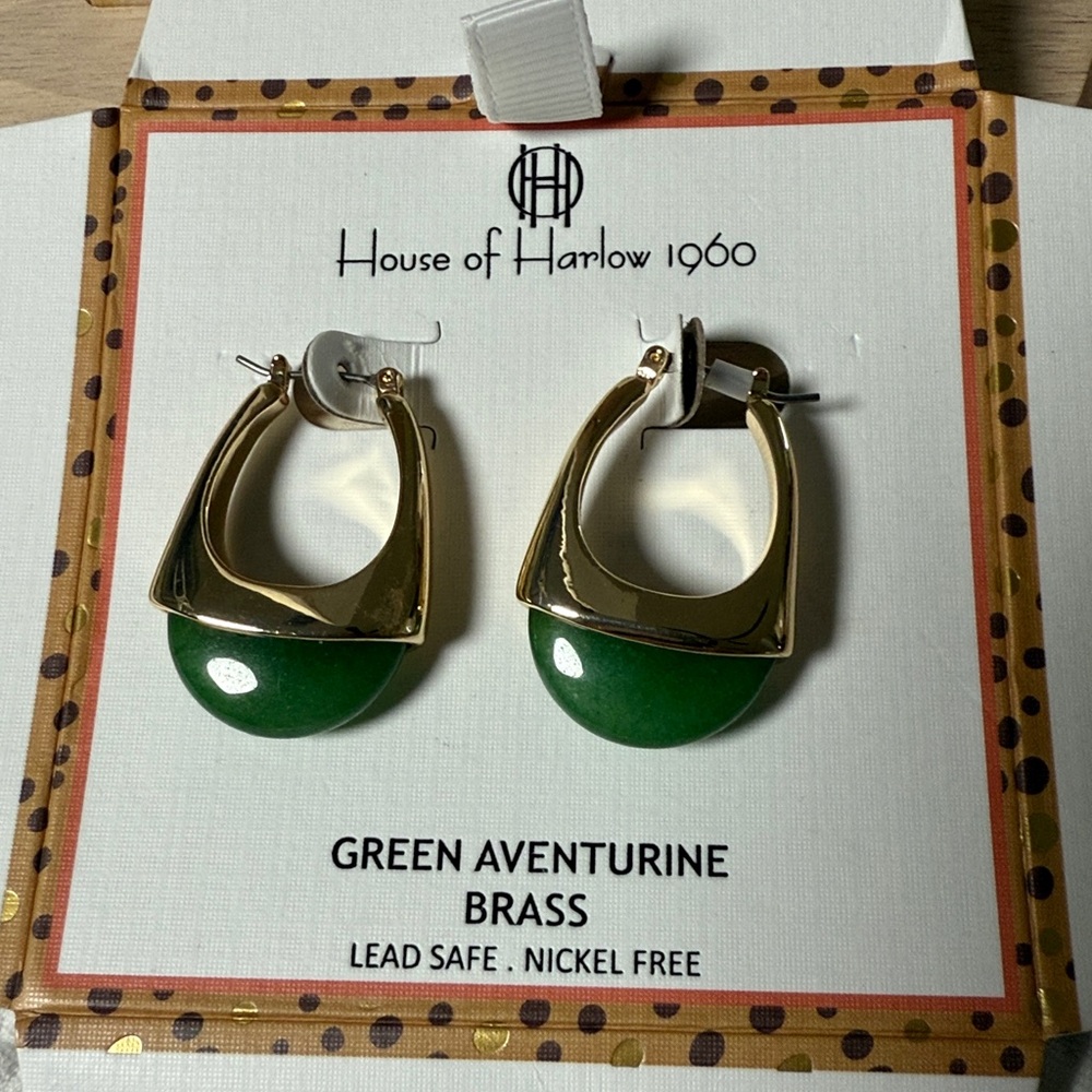 House of Harlow 1960 Green Aventurine Earrings ✨
